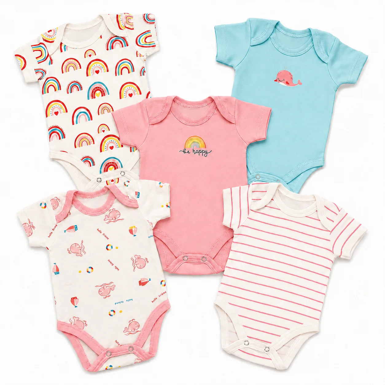Imported Pack of 5 Bodysuits