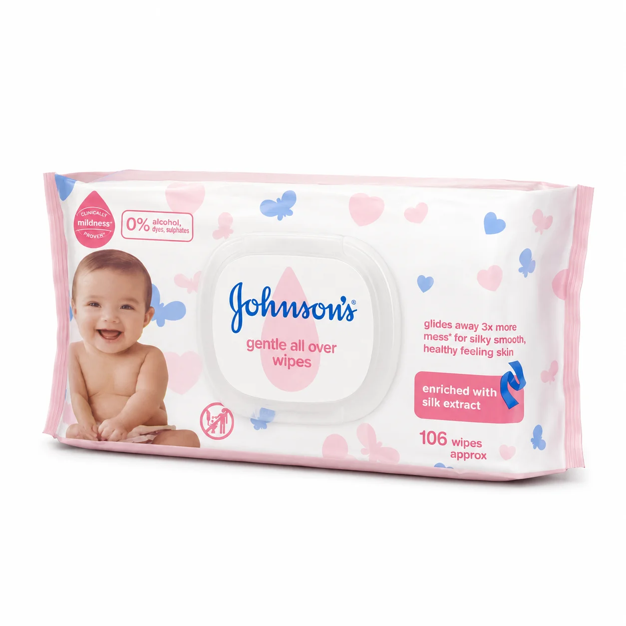 Johnson’s Gentle All Over Wipes - 106 Pack