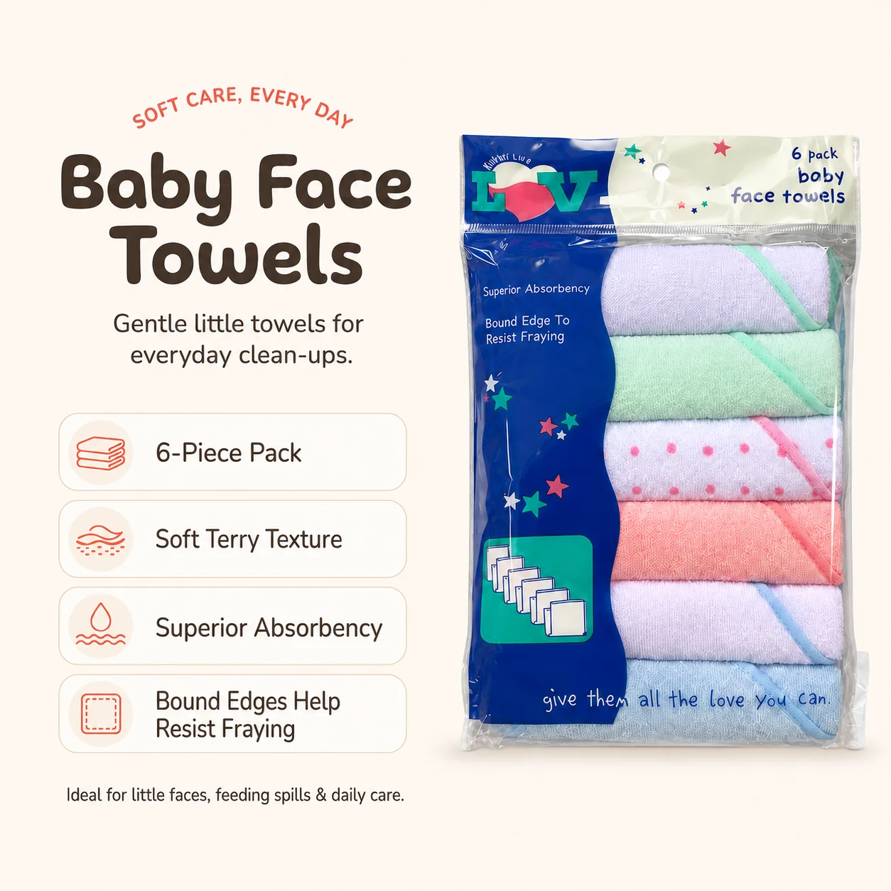 Baby face towel pack of 6 - Image 2