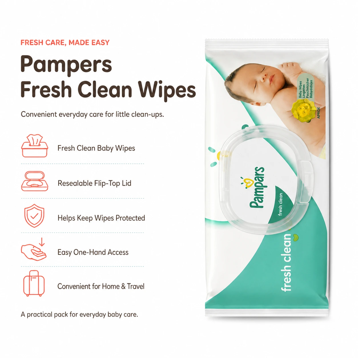 Pampers Fresh Clean Baby Wipes pack, Kilkari