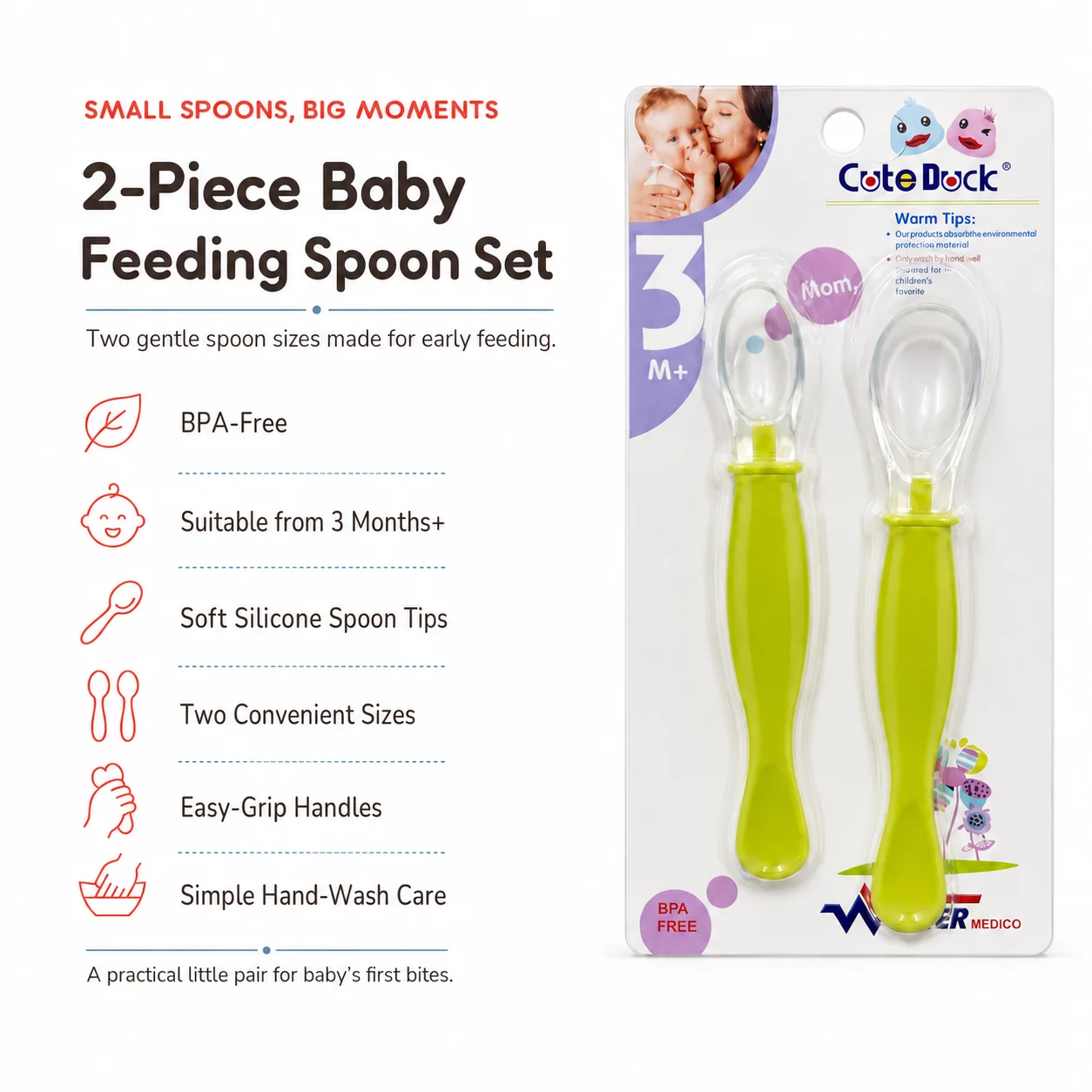 Kilkari 2-Piece Baby Feeding Spoon Set with soft silicone tips